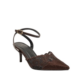 Genel Zenne Stiletto Abiye 104 Dantel Kahve