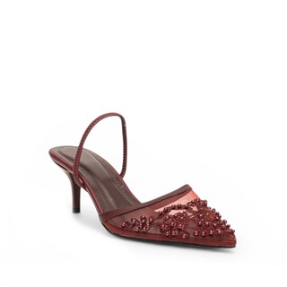 Genel Zenne Stiletto Abiye 101 Bordo