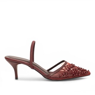 Genel Zenne Stiletto Abiye 101 Bordo