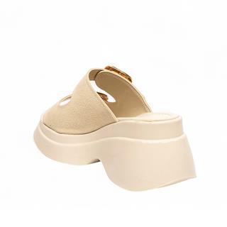 Genel Zenne Terlik Çift Tokalı 908 Yarma Süet Bej