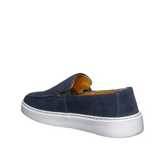 Moon Shoes Erkek Deri 103 Süet Lacivert Tb Beyaz