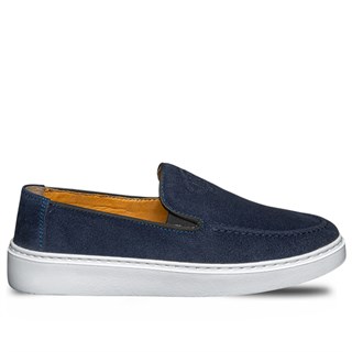 Moon Shoes Erkek Deri 103 Süet Lacivert Tb Beyaz