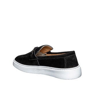 Moon Shoes Erkek Deri 105 Süet Siyah Tb Beyaz