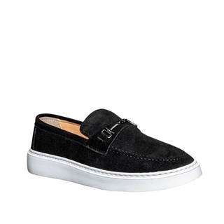 Moon Shoes Erkek Deri 105 Süet Siyah Tb Beyaz