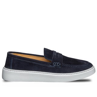 Moon Shoes Erkek Deri 106 Süet Lacivert Tb Beyaz