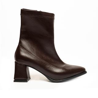 Renas Zenne Bot Topuklu 7180 Streç Cilt Kahve