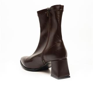 Renas Zenne Bot Topuklu 7180 Streç Cilt Kahve