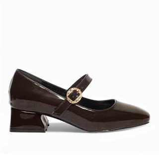 Renas Zenne Topuklu Ayakkabı 1122 Rugan Kahve