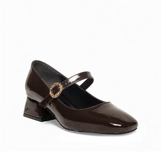 Renas Zenne Topuklu Ayakkabı 1122 Rugan Kahve