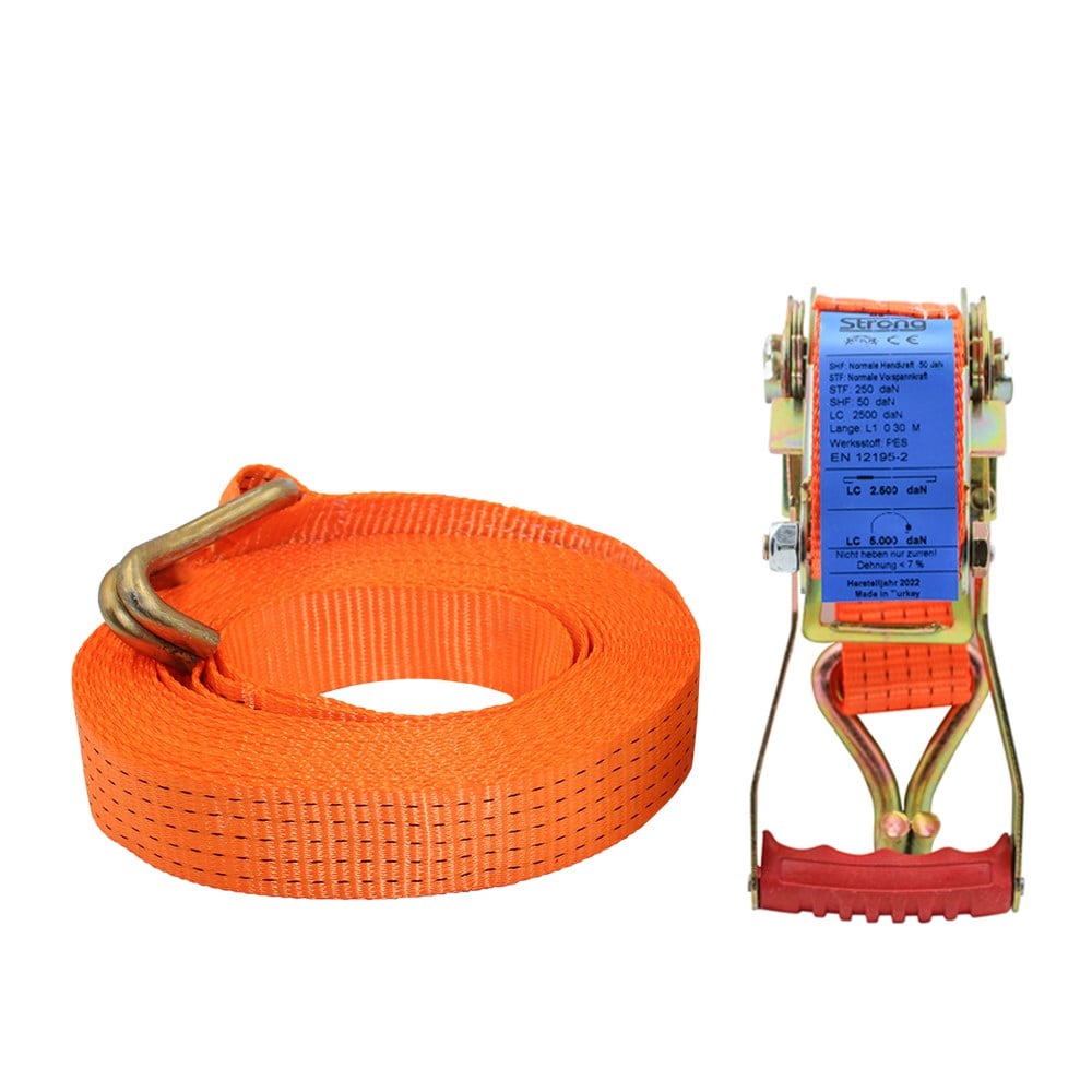 Spanzet Cırcırlı Yük Gerdirme Kiti Turuncu 2" 10mt 2.5 - 5 Ton