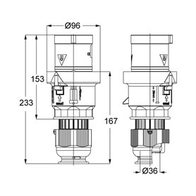 Mete 3x63A. Avrupa Tipi Düz Fiş IP44