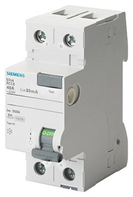 Siemens 5SV4612-0 Hata Akımı Koruma Anahtarı-Fı (Kaçak Akım Koruma Rölesi); 25A; 230V; 300Ma; Monofaze; Faz+Nötr; 70Mm