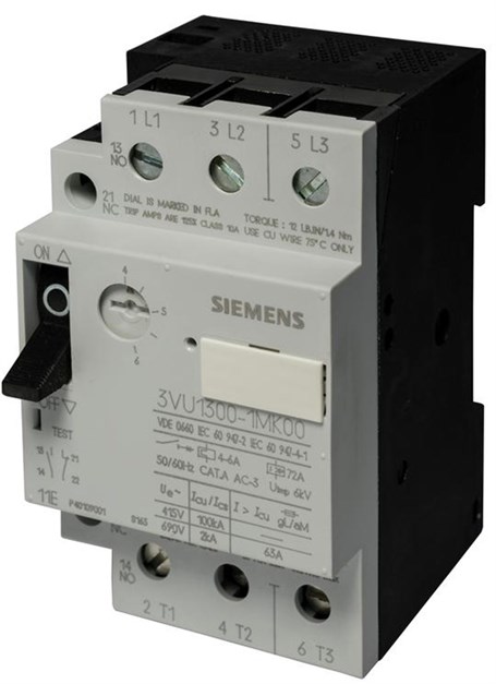 Siemens 3VU1300-1MK00 Motor Koruma Şalteri 4-6A