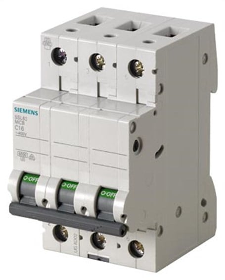 Siemens 5SL6316-7 16A; 3 FAZLI; 70 mm; Anahtarlı Otomatik Sigorta; 6kA; C Tipi; Yavaş Karakterli