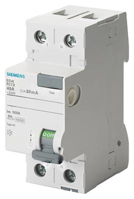 Siemens 5SV4616-0 Hata Akımı Koruma Anahtarı-Fı (Kaçak Akım Koruma Rölesi); 63A; 230V; 300Ma; Monofaze; Faz+Nötr; 70Mm