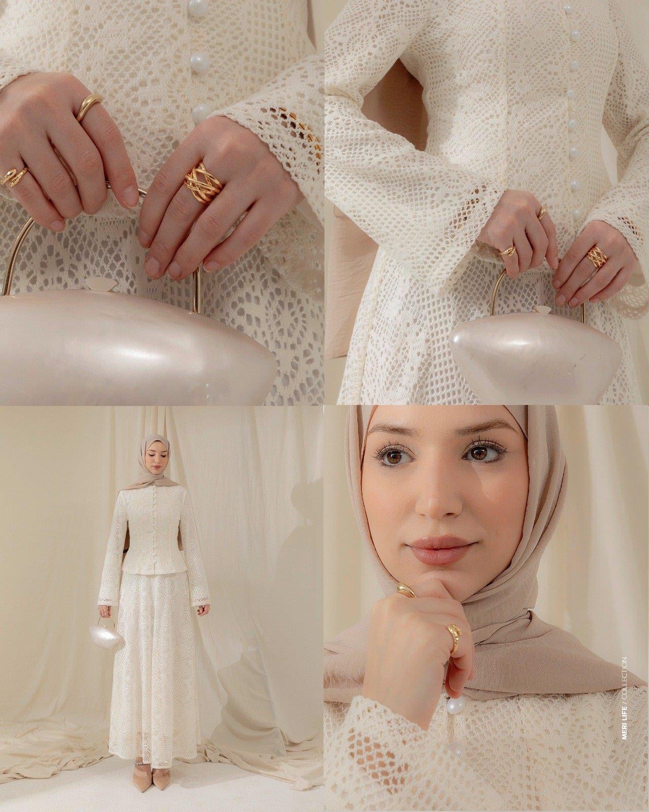 DANTEL İŞLEMELİ TAKIM KREM