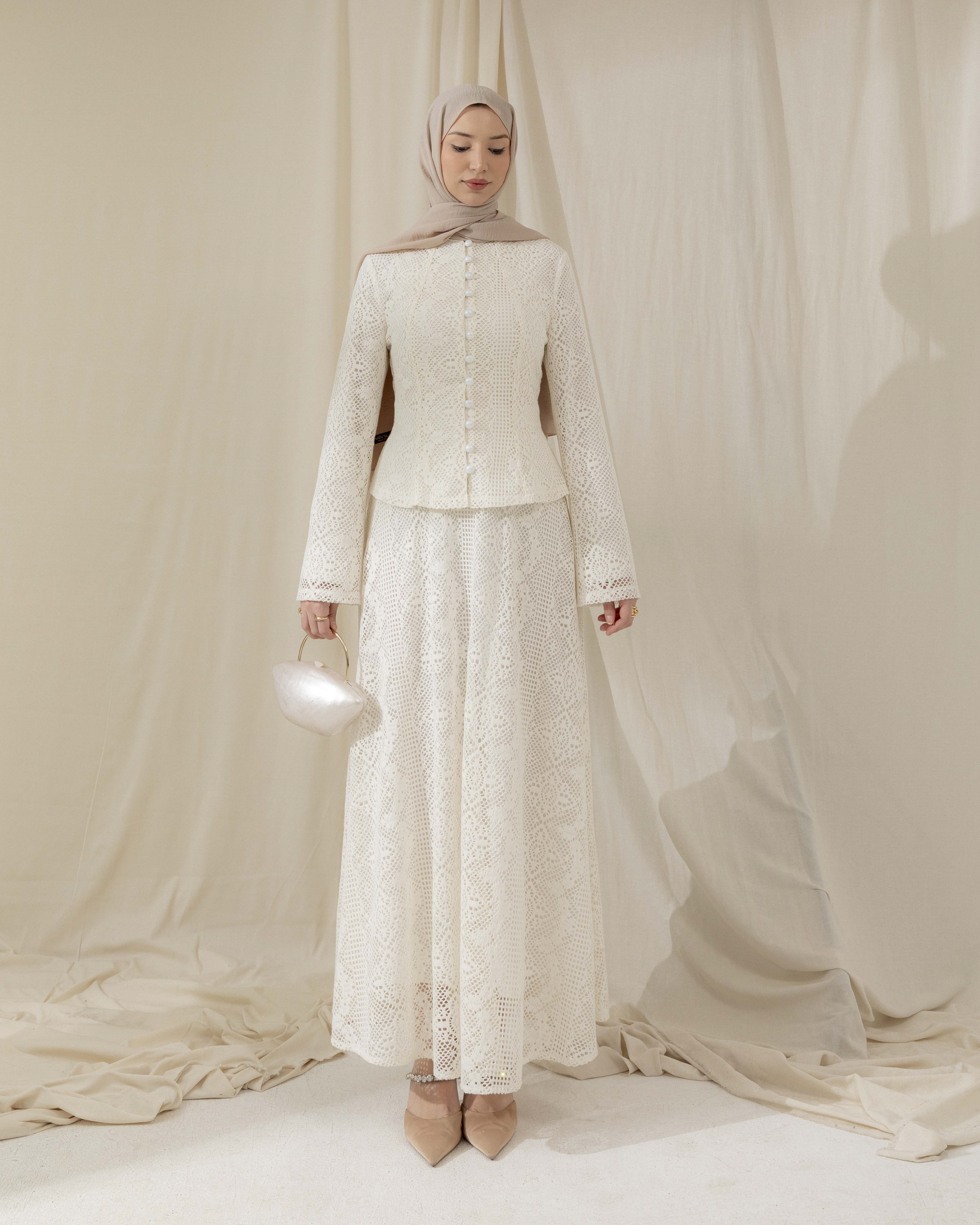 DANTEL İŞLEMELİ TAKIM KREM