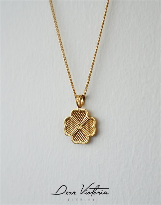 Özel Tasarım 0,50 Micron Plated Luck Clover Necklace