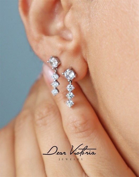 Özel Tasarım  Round Diamond Drop Earrings