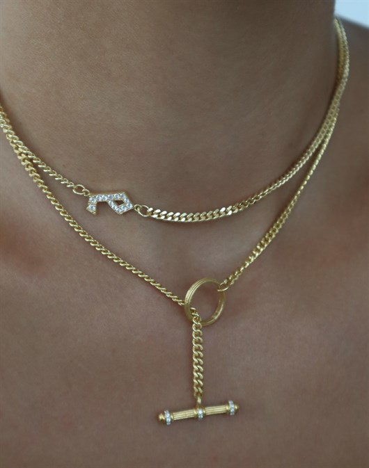 Özel Tasarım Curb Chain Letter Necklace