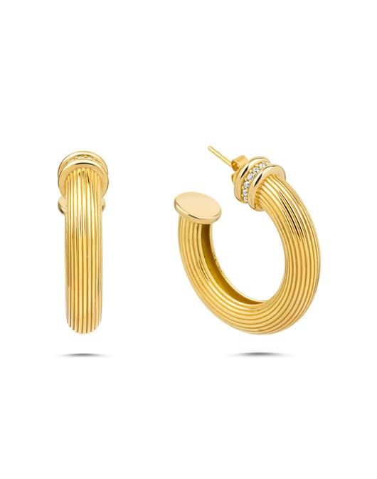 Özel Tasarım 0,50 Micron Plated Line Gold Hoop Earring