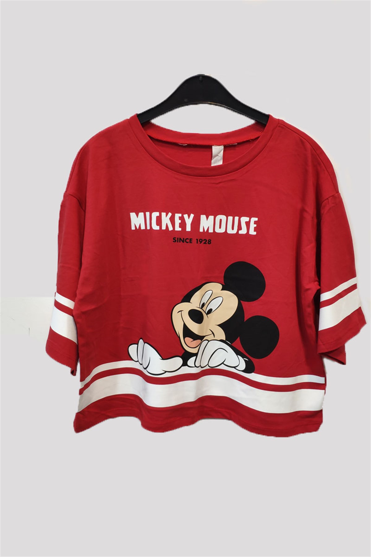 Mickey Mouse Baskılı Kısa Kız Tişört