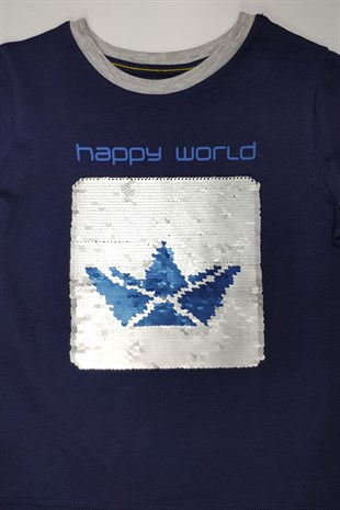 Happy World Payetli Tişört