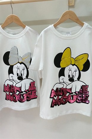 Payetli Minnie Mouse Tişört