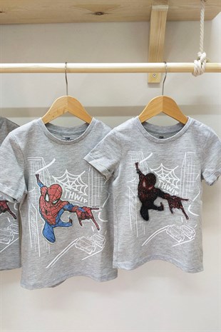Payetli Spiderman Tişört