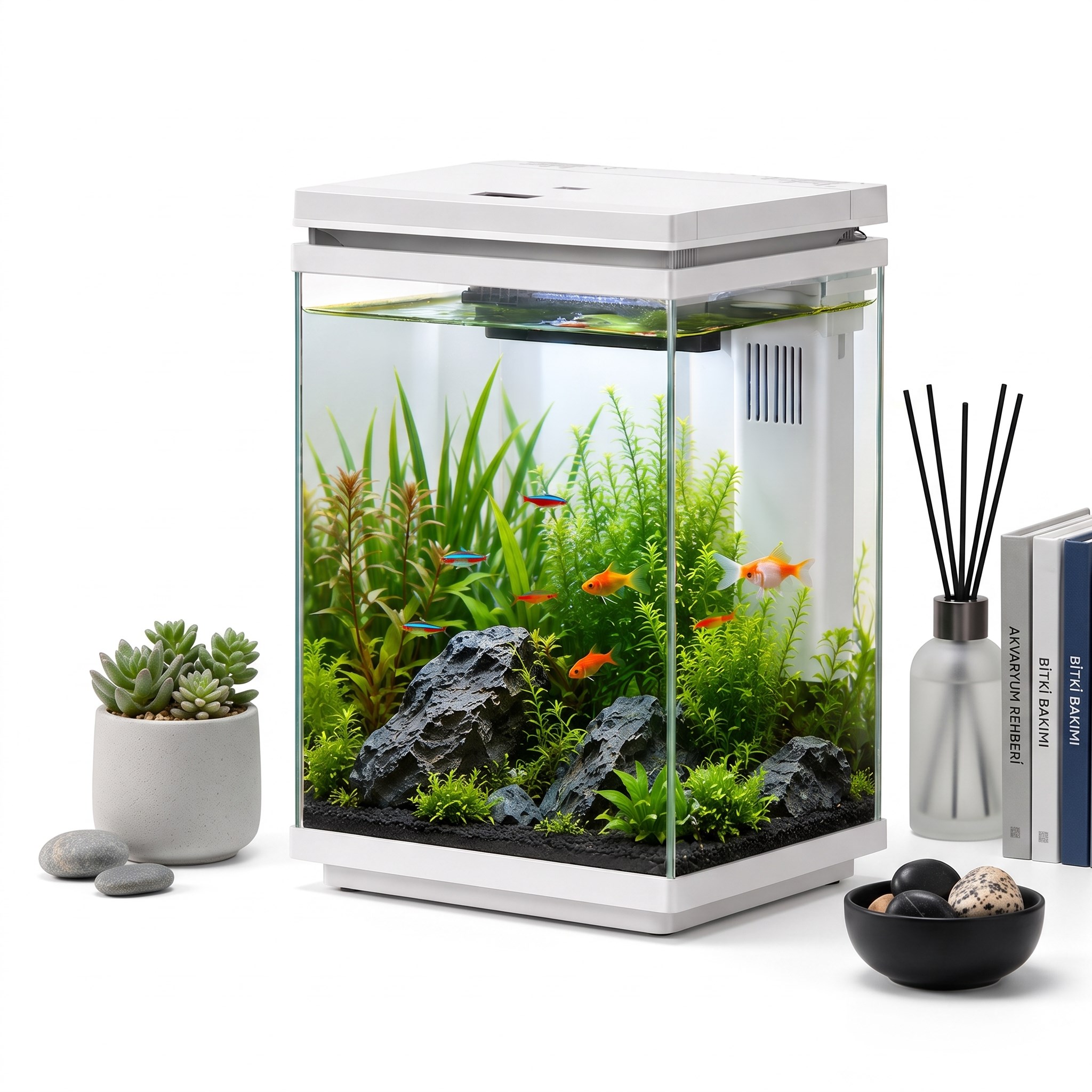 ATF-200 10 Litre LED Cam Akvaryum BEYAZ