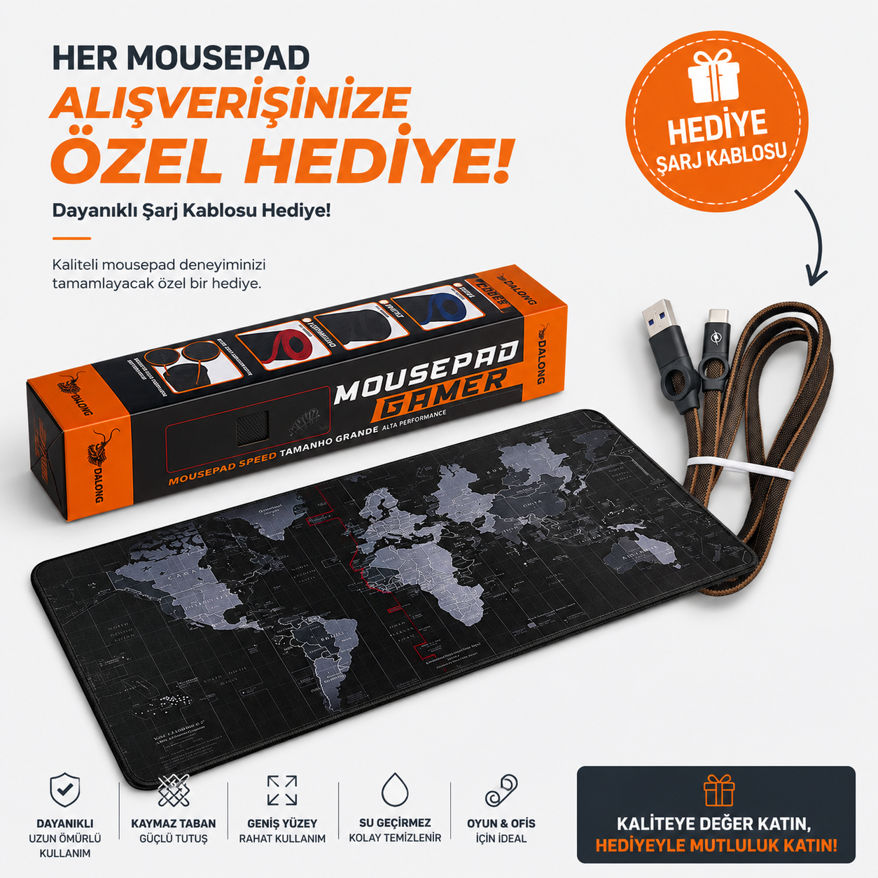 Dünya Desenli 80X30 cm Mouse Pad Xl Gaming Mousepad