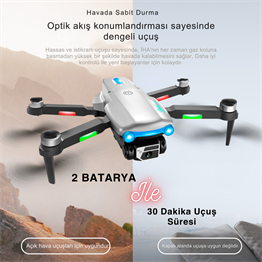 pihaS98 drone Beyaz FIRÇASIZ MOTOR 2 BATARYA ile 30 DAKİKA UÇUŞ SÜRESİ Wifi 1080P HD Çift Kameralı Işıklı Taşıma Çantalı