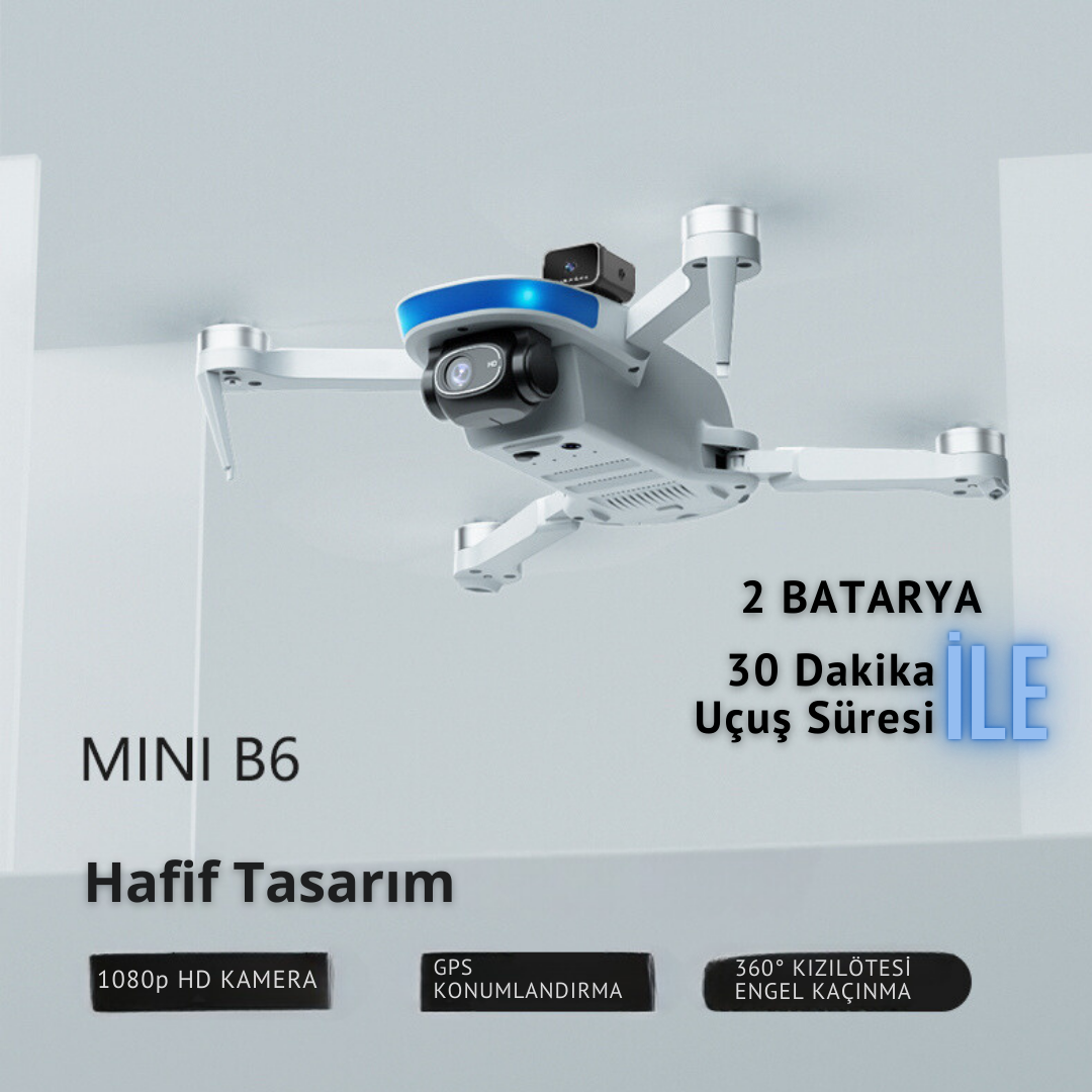 Piha B6 MiniDrone 2Batarya ile 30Dakika Uçuş Beni Takip Et Gps 1080p Hd Çift Kamera 5g Wı-fı Gimbal Kamera Engelden Kaçınma