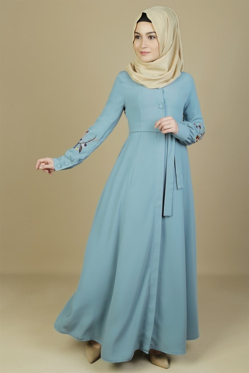 3096 Kolları Nakışlı Mint Ferace