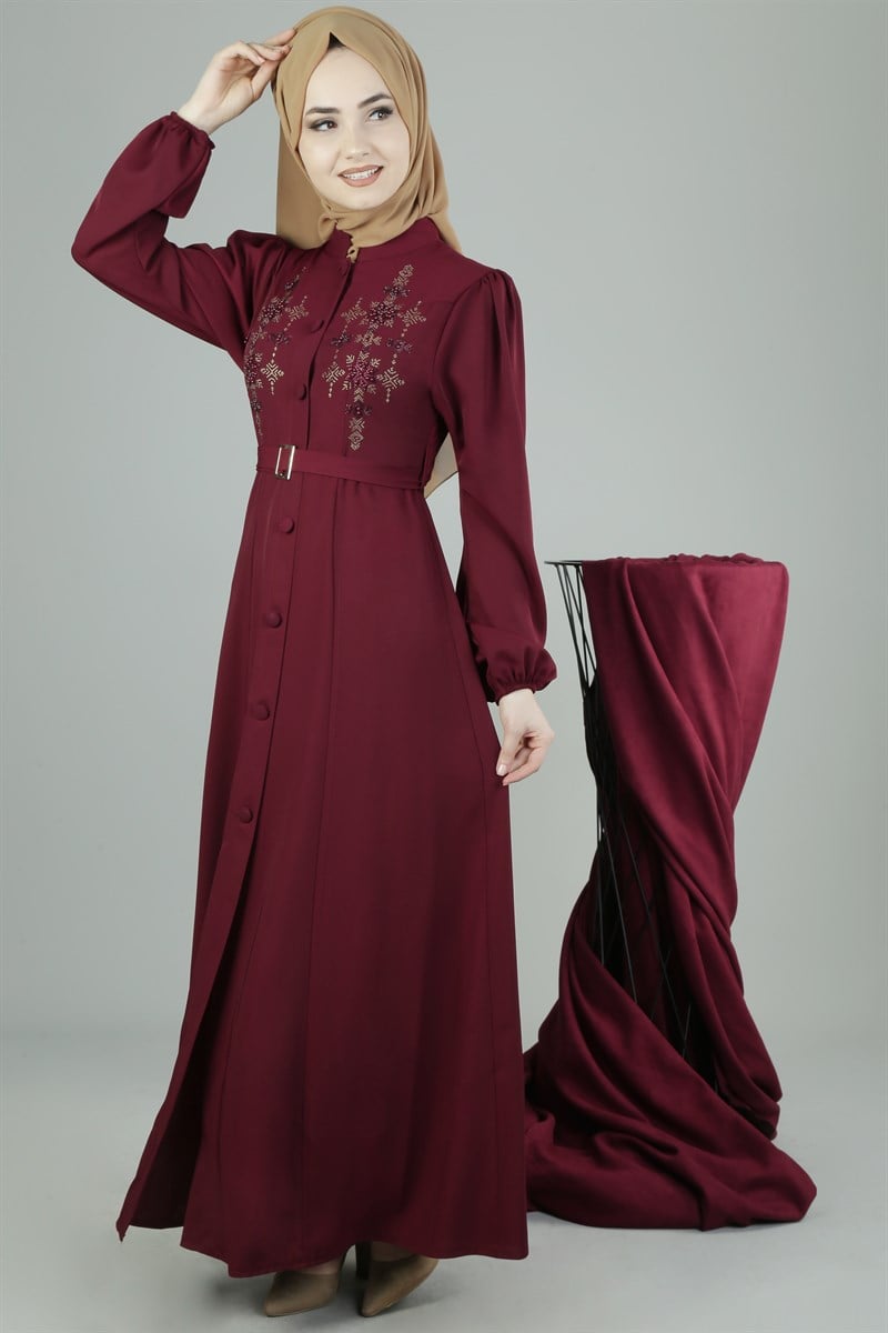 3265 Melodi Desenli Bordo Ferace
