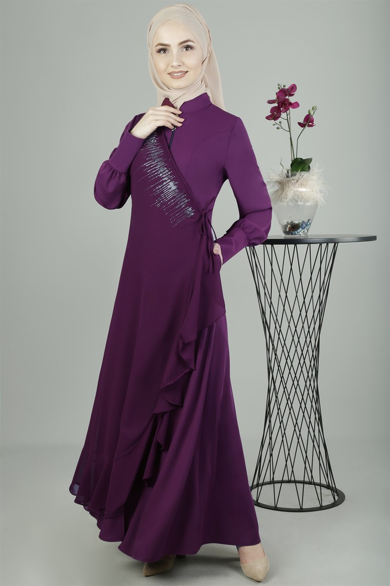 3301 Üstü Şifon Mor Ferace