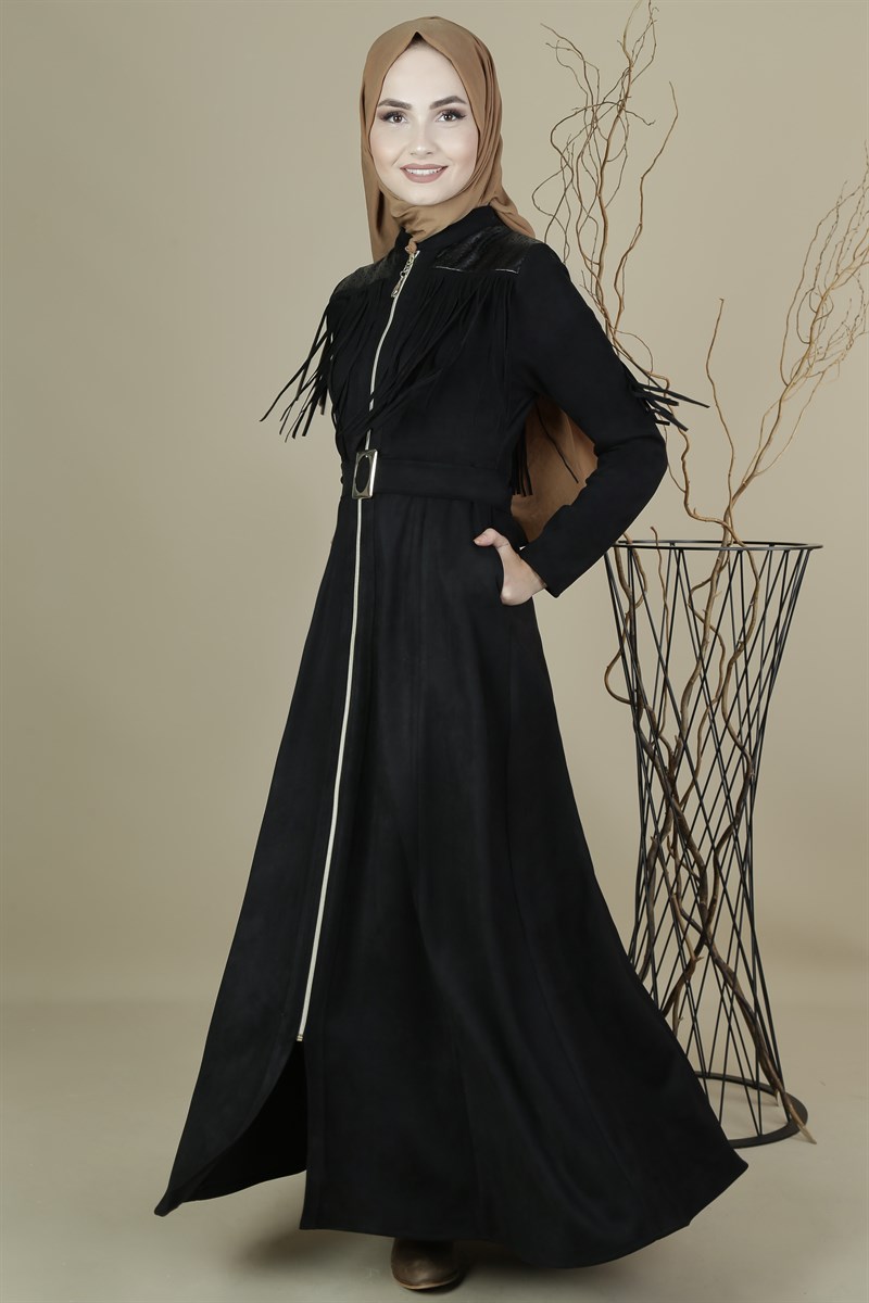 3403 Püsküllü Siyah Ferace