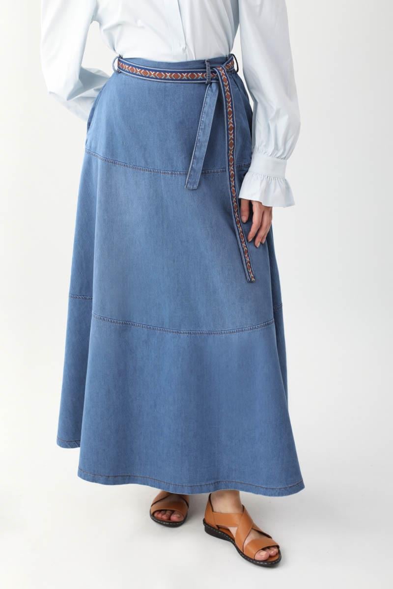 Akel Denim Etek Açık Mavi