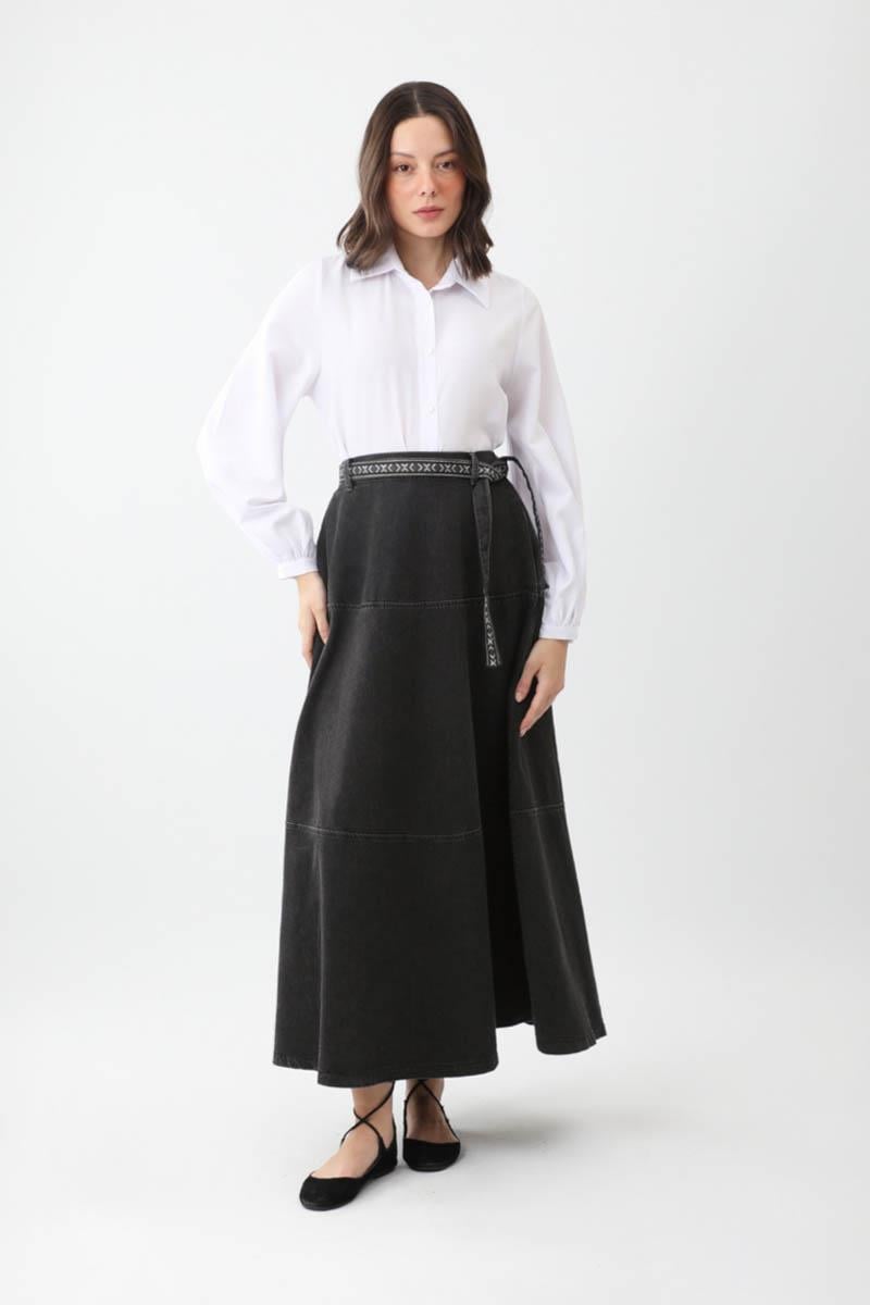 Akel Denim Etek Siyah