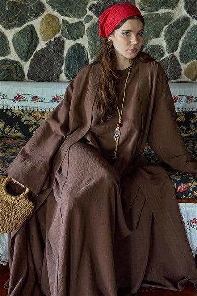 Belden Bağlamalı Abaya