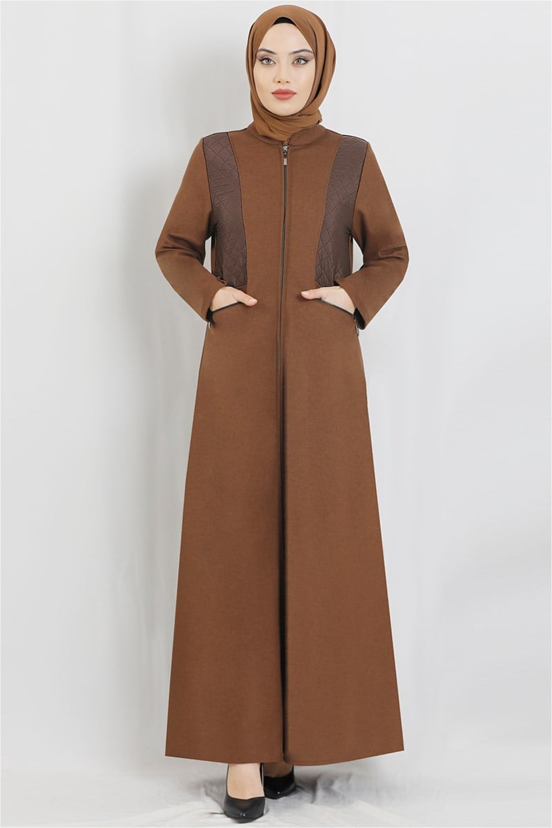 Cep Detaylı Kahve Ferace