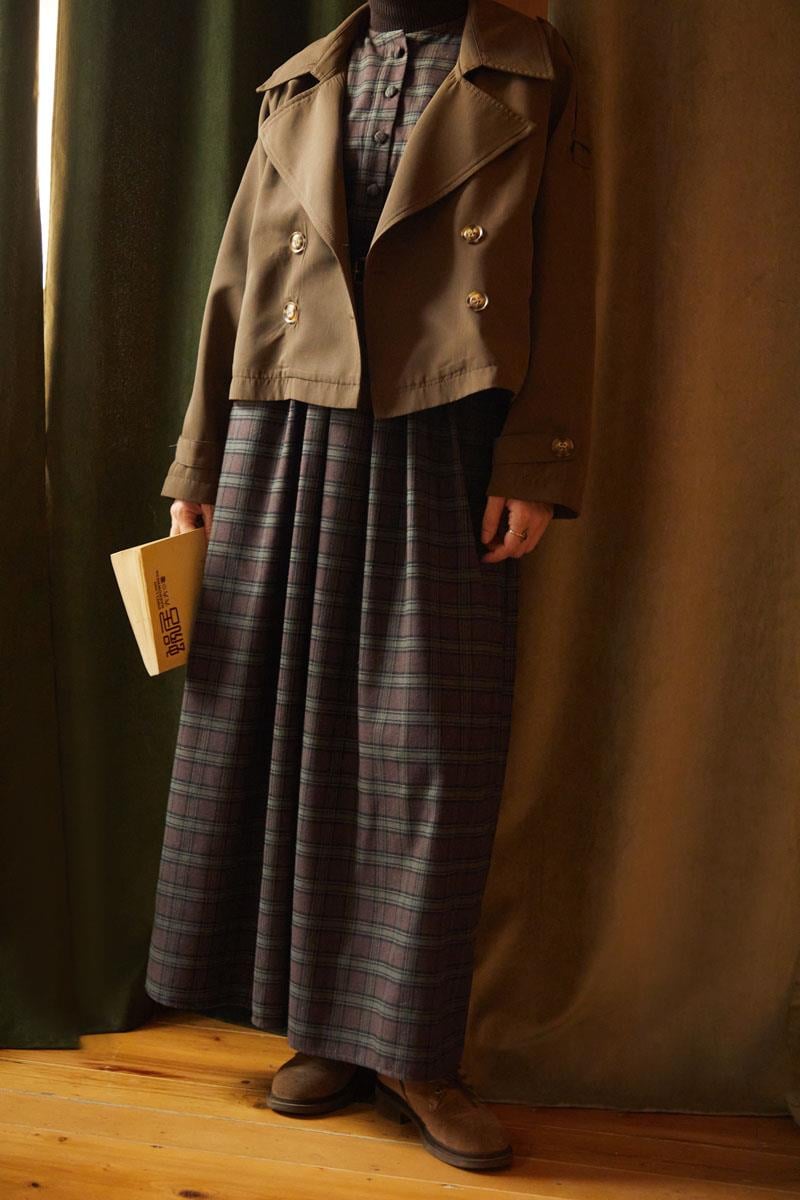 Ekose Desenli Jile Kahverengi