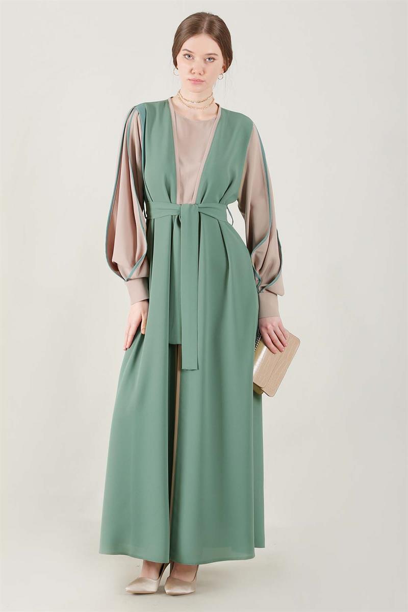 Elbiseli Abaya Takım Mint