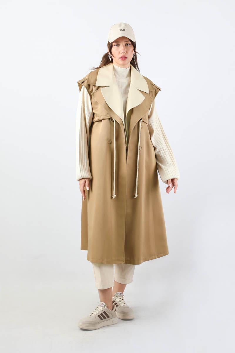 Garnili Yelek Trençkot Taba