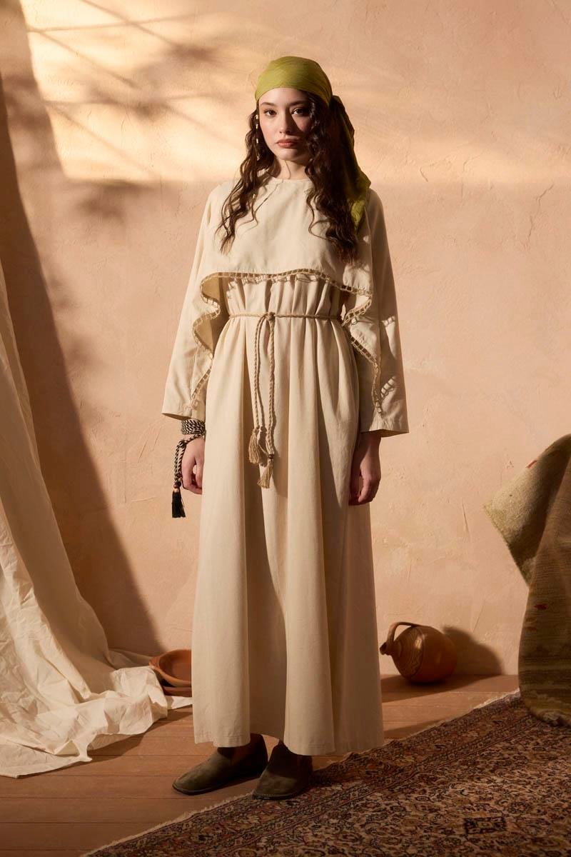 Hasır Biyeli Elbise Taş