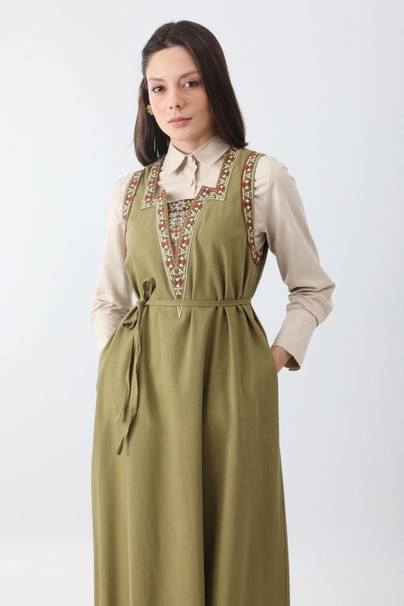 Hazal Etnik Nakışlı Jile Haki