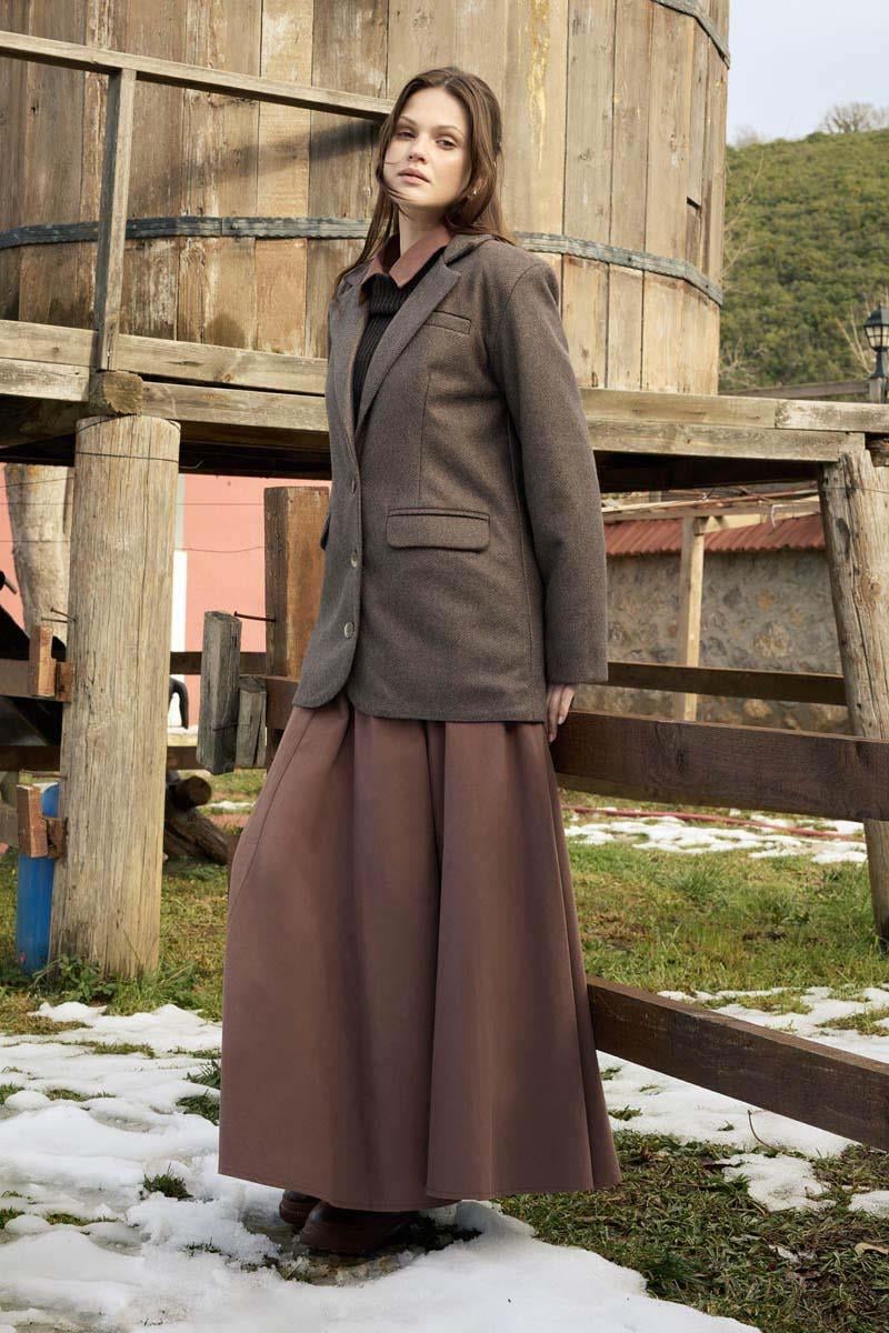 Kaşe Blazer Ceket Kahverengi