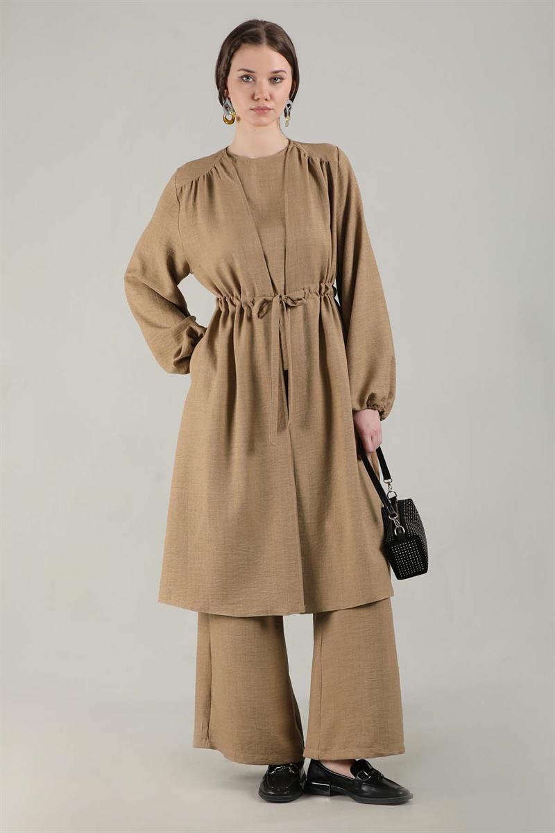 Keten Kimono Takım Camel