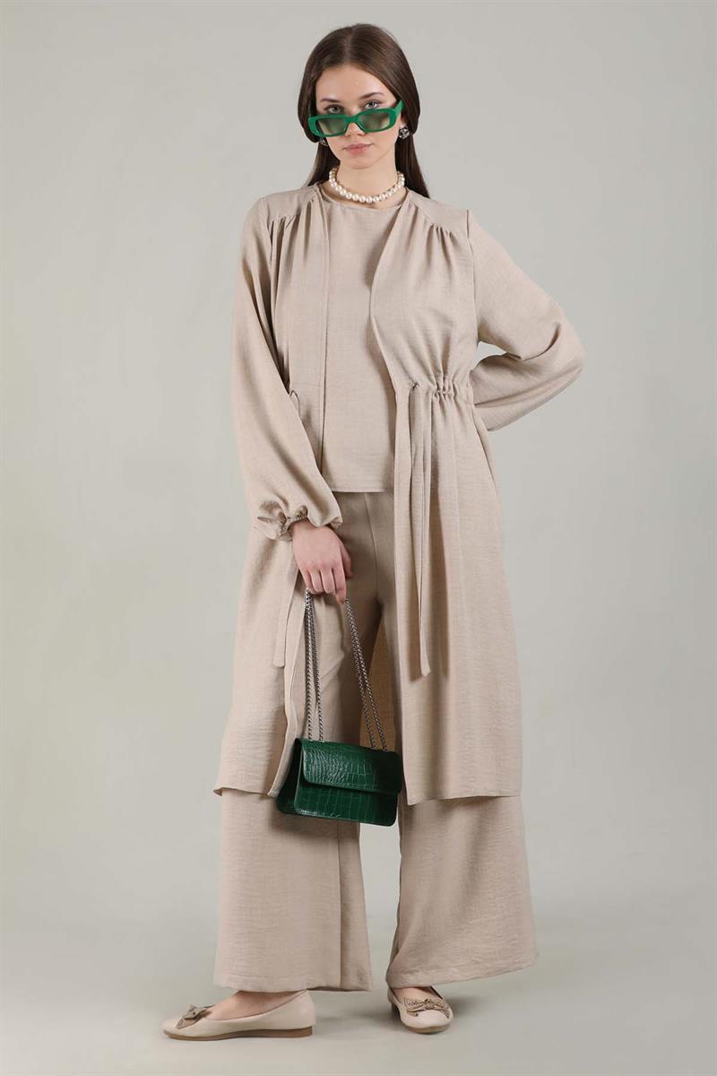 Keten Kimono Takım Krem