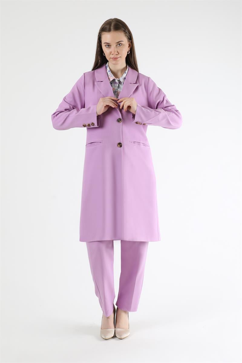 Klasik Blazer Ceket Takım Lila